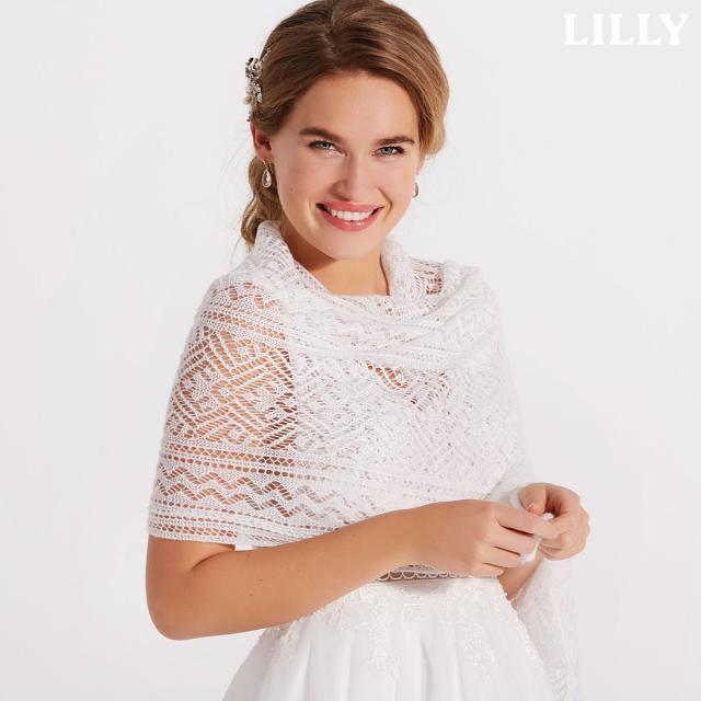 Stickad sjal (offwhite)