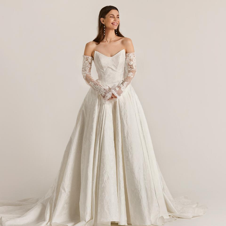 Cat eye brocade wedding gown by LILLY